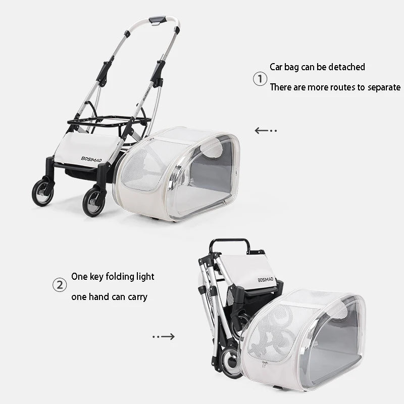 🛻CARRITO PLEGABLE CON ESTILO - Para paseos seguros y cómodos con tu peludo copiloto.