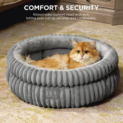 High-Quality Rabbit Fur Round Pet Bed for Dogs and Cats, Warm and Thick Small Dog Mat and Cat Sofa