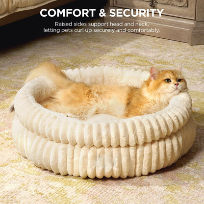 High-Quality Rabbit Fur Round Pet Bed for Dogs and Cats, Warm and Thick Small Dog Mat and Cat Sofa