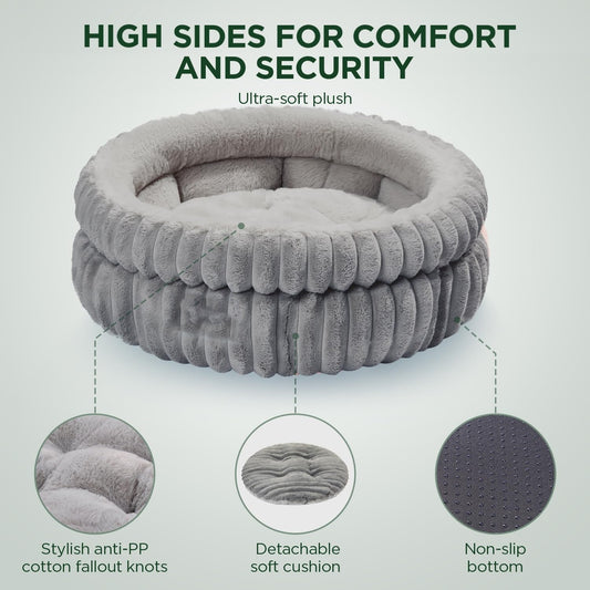 High-Quality Rabbit Fur Round Pet Bed for Dogs and Cats, Warm and Thick Small Dog Mat and Cat Sofa