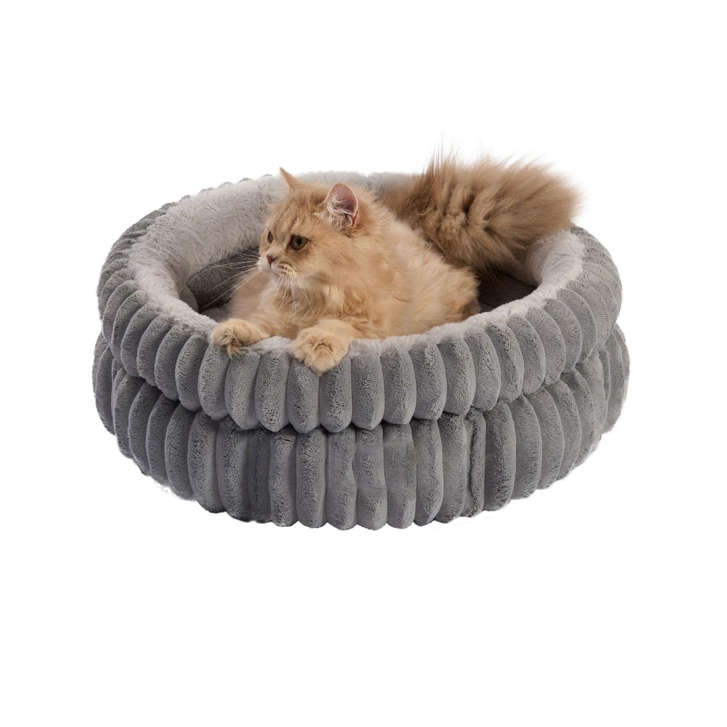High-Quality Rabbit Fur Round Pet Bed for Dogs and Cats, Warm and Thick Small Dog Mat and Cat Sofa